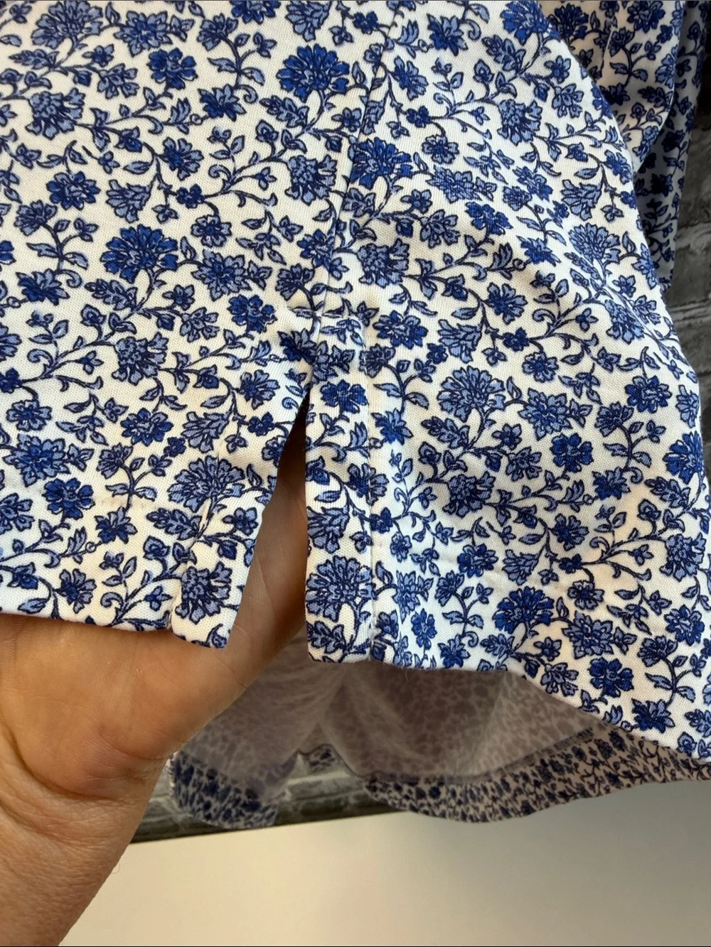 Ralph Lauren Blue Floral Polo with White Trim